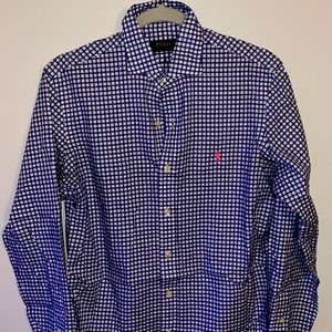 Plaid blue button down Polo